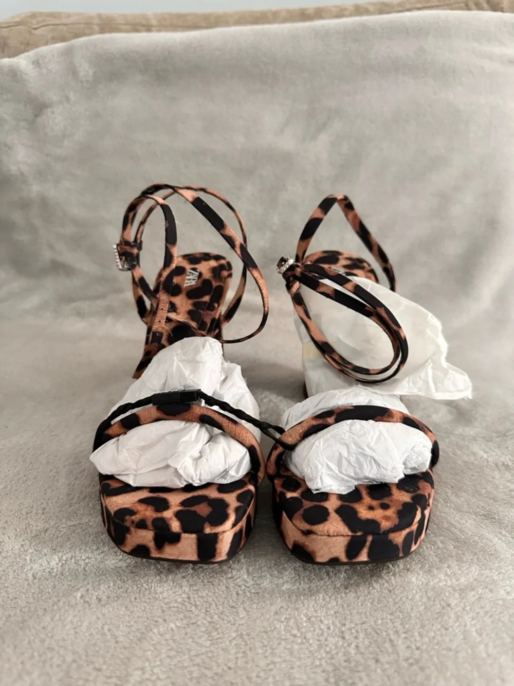 ZARA Leopard Print Block Heel Sandals - Women Size 7 1/2 - Picture 4 of 5